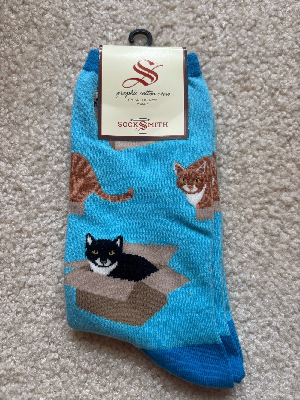 Socksmith Women’s Turquoise Cat Crew Socks